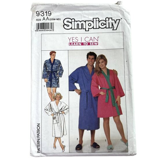 Vintage Simplicity Sewing Pattern 9319 Unisex Kimono Robe Two Lengths OS u - Picture 1 of 4